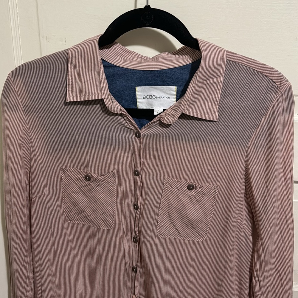 Bcbgeneration Striped Button Down Long Sleeve Shi… - image 2